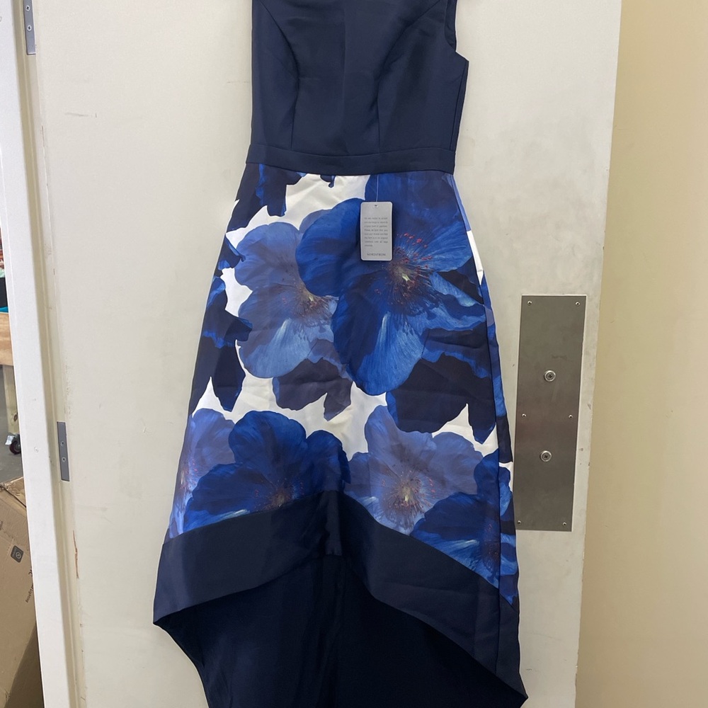 Chi Chi London Navy and Blue Floral Dress